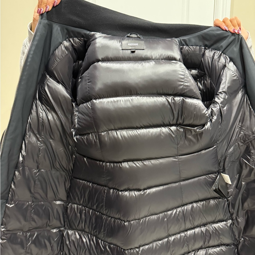 Mackage Black Puffer Coat with silver fox Fur Trim - Picture 8 of 9